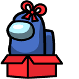 Among Us Blue Character in Red Gift Box Hand Cursor