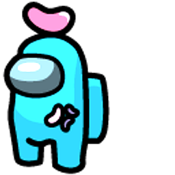 Among Us Blue Character with Beans Blue Hand Cursor