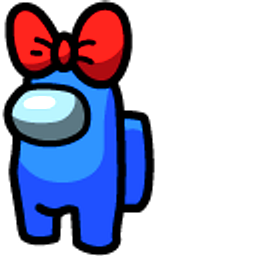 Among Us Blue Character with Red Bow Hat Hand Cursor