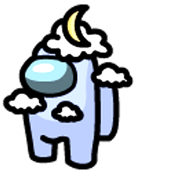 Among Us Moon Character In the White Clouds Blue Hand Cursor