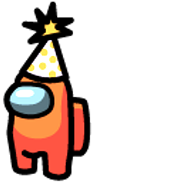 Among Us Orange Character in Party Hat Hand Cursor