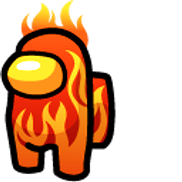 Among Us Red Character in Flames Hand Cursor