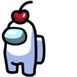 Among Us White Character in a Cherry Hat Hand Cursor