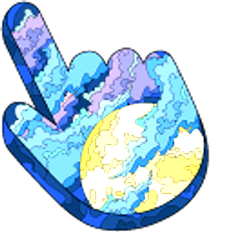 Art Moon on a Cloudy Sky Blue Hand Cursor