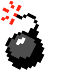 Black Game Bomb Pixel Arrow Cursor