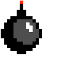 Black Game Bomb Pixel Hand Cursor
