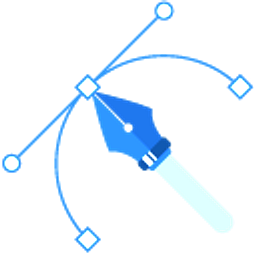 Blue Interactive Pen Hand Cursor
