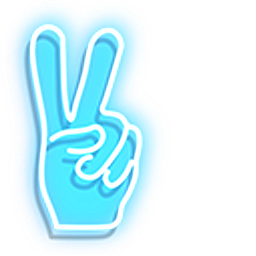 Blue Neon Peace Hand Hand Cursor