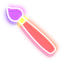 Colorful Brush and Palette Neon Arrow Cursor