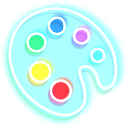 Colorful Brush and Palette Neon Hand Cursor