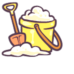 Cute Beach Umbrella with Ball and Sand Bucket with Shovel Yellow Arrow Cursor