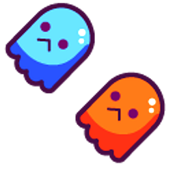 Cute Pac-Man and Ghosts Blue Red Arrow Cursor