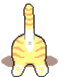 Funny Cat Pixel Back Tail Orange Hand Cursor