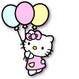 Hello Kitty and Balloons Pink Blue Yellow Hand Cursor