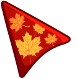 Orange Maple Leaves on an Red Background Arrow Cursor