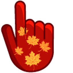 Orange Maple Leaves on an Red Background Hand Cursor