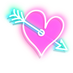 Pink Heart with Arrow Neon Hand Cursor