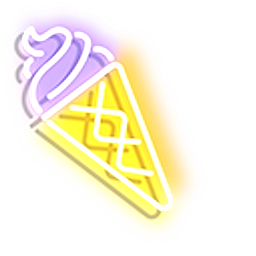 Purplish Yellow and Colourful Ice Cream Neon Arrow Cursor