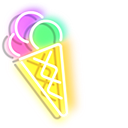Purplish Yellow and Colourful Ice Cream Neon Hand Cursor