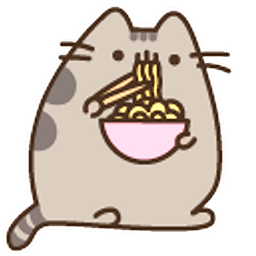 Pusheen Eating Sushi and Ramen Noodles Hand Cursor