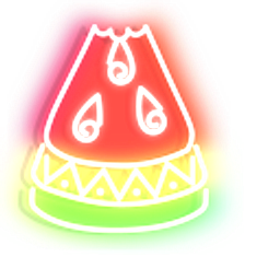 Red with Green Watermelon Neon Hand Cursor