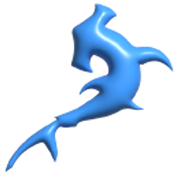 Simple 3D Hammerhead Shark Blue Hand Cursor