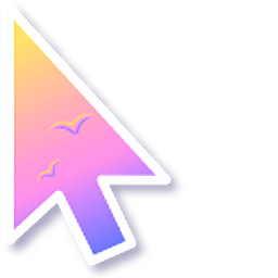 Sunrise on a Lake Gradient Orange Purple Arrow Cursor