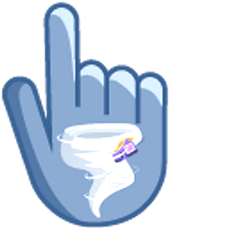 Tornado on Grey Blue Background White Hand Cursor